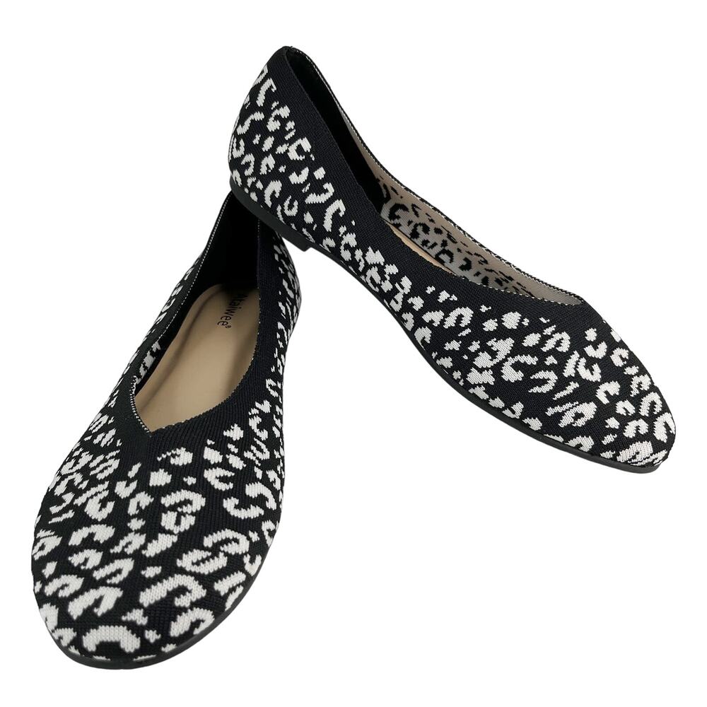 Ataiwee Shoes Leopard Black White 11 Ballet Flats New